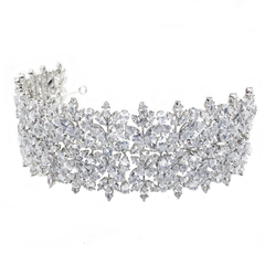CUBIC ZIRCONIA COLLECTION - BEJEWELLED DECO HEADPIECE - SILVER - AHB49