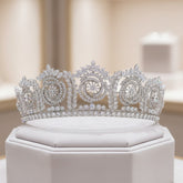 CUBIC ZIRCONIA COLLECTION - BEJEWELLED STARLET TIARA - AHB53- SILVER