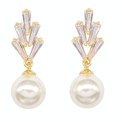 CUBIC ZIRCONIA EARRINGS - GATSBY CHIC EARRINGS - GOLD - CZER528