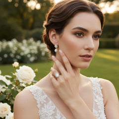 CUBIC ZIRCONIA EARRINGS - GATSBY CHIC EARRINGS - SILVER - CZER528