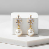 CUBIC ZIRCONIA EARRINGS - GATSBY CHIC EARRINGS - GOLD - CZER528