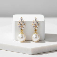 CUBIC ZIRCONIA EARRINGS - GATSBY CHIC EARRINGS - GOLD - CZER528