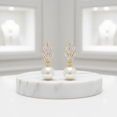 CUBIC ZIRCONIA EARRINGS - GATSBY CHIC EARRINGS - GOLD - CZER528