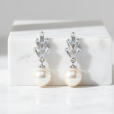 CUBIC ZIRCONIA EARRINGS - GATSBY CHIC EARRINGS - SILVER - CZER528