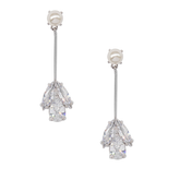 CUBIC ZIRCONIA COLLECTION - PEARL ELEGANCE EARRINGS - SILVER - CZER530