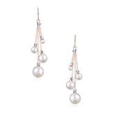 CUBIC ZIRCONIA COLLECTION - PEARL DROPS EARRINGS - ROSE GOLD CZER531