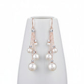 CUBIC ZIRCONIA COLLECTION - PEARL DROPS EARRINGS - ROSE GOLD CZER531