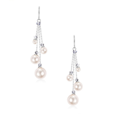 CUBIC ZIRCONIA COLLECTION - PEARL DROPS EARRINGS - SILVER CZER531