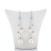 CUBIC ZIRCONIA COLLECTION - PEARL DROPS EARRINGS - SILVER CZER531