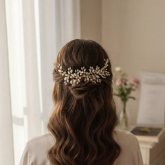 ATHENA COLLECTION - ETERNALLY OPAL BRIDAL COMB - HC211 SILVER