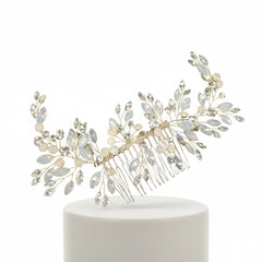 ATHENA COLLECTION - ETERNALLY OPAL BRIDAL COMB - HC211 SILVER