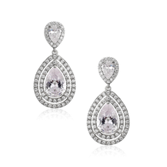 CUBIC ZIRCONIA COLLECTION - STARLET CRYSTAL EARRINGS- CZER535 SILVER