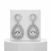 CUBIC ZIRCONIA COLLECTION - STARLET CRYSTAL EARRINGS- CZER535 SILVER