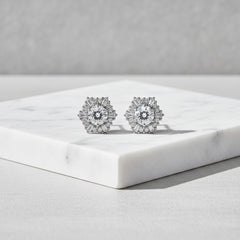CUBIC ZIRCONIA COLLECTION - ETERNALLY CLASSIC CRYSTAL STUDS - CZER536 SILVER
