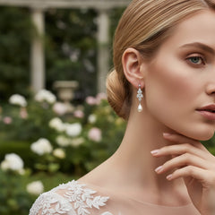 CUBIC ZIRCONIA COLLECTION - PEARL ELEGANCE EARRINGS - CZER540