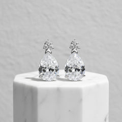 CUBIC ZIRCONIA COLLECTION - CRYSTAL SHIMMER EARRINGS - CZER543 SILVER