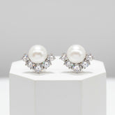 CUBIC ZIRCONIA COLLECTION - ELEGANCE PEARL EARRINGS - CZER544 SILVER