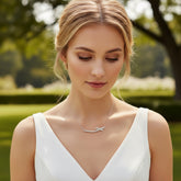 CUBIC ZIRCONIA COLLECTION - CRYSTALLURE BOW NECKLACE - SILVER CZNK115