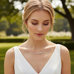 CUBIC ZIRCONIA COLLECTION - CRYSTALLURE BOW NECKLACE - SILVER CZNK115