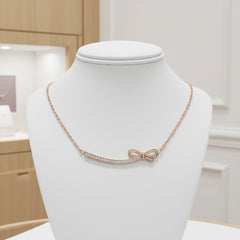 CUBIC ZIRCONIA COLLECTION - CRYSTALLURE BOW NECKLACE - CZNK115 ROSE GOLD