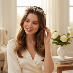 CUBIC ZIRCONIA COLLECTION - GRECIAN GOLD VINE HEADPIECE - AHB67 GOLD