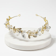 CUBIC ZIRCONIA COLLECTION - GRECIAN GOLD VINE HEADPIECE - AHB67 GOLD