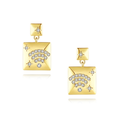 CUBIC ZIRCONIA COLLECTION - DECO GOLD EARRINGS - CZER550