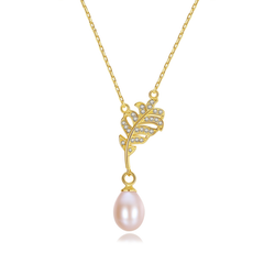 CUBIC ZIRCONIA COLLECTION - VINTAGE FRESHWATER PEARL NECKLACE - CZNK121
