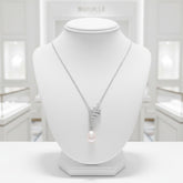 CUBIC ZIRCONIA COLLECTION - VINTAGE FRESHWATER PEARL NECKLACE - CZNK121 SILVER