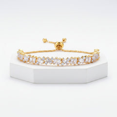 CUBIC ZIRCONIA COLLECTION - BEJEWELLED BRACELET - GOLD - BR106