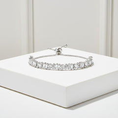 CUBIC ZIRCONIA COLLECTION - BEJEWELLED BRACELET - SILVER - BR106
