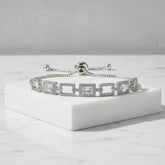 CUBIC ZIRCONIA COLLECTION - DECO GEM BRACELET - SILVER - BR107