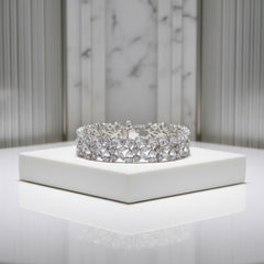 CUBIC ZIRCONIA COLLECTION - BEDAZZLE GEM BRACELET - SILVER - BR108