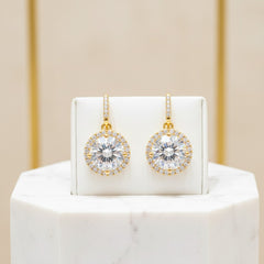 CUBIC ZIRCONIA COLLECTION - CHIC SPARKLE EARRINGS - CZER555 (GOLD)