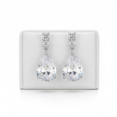 CUBIC ZIRCONIA COLLECTION - DAINTY CRYSTAL DROP EARRINGS - CZER560 SILVER