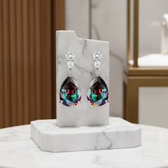 CUBIC ZIRCONIA COLLECTION - DAINTY RAINBOW CRYSTAL DROP EARRINGS -CZER560