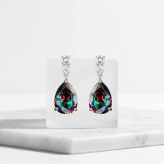 CUBIC ZIRCONIA COLLECTION - DAINTY RAINBOW CRYSTAL DROP EARRINGS -CZER560