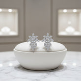 CUBIC ZIRCONIA COLLECTION - VINTAGE CRYSTAL EARRINGS - CZER561 SILVER