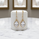 CUBIC ZIRCONIA COLLECTION - SPARKLE GEM EARRINGS - CZER562 GOLD