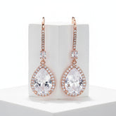 CUBIC ZIRCONIA COLLECTION - SPARKLE GEM EARRINGS - CZER562 ROSE GOLD