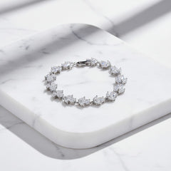 CUBIC ZIRCONIA COLLECTION - EXQUISITE SPARKLE BRACELET - SILVER - (BR111)