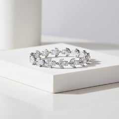 CUBIC ZIRCONIA COLLECTION - EXQUISITE SPARKLE BRACELET - SILVER - (BR111)