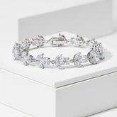 CUBIC ZIRCONIA COLLECTION - EXQUISITE SPARKLE BRACELET - SILVER - (BR111)