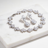 CUBIC ZIRCONIA COLLECTION - EXQUISITE SPARKLE BRACELET SET - SILVER- BR112