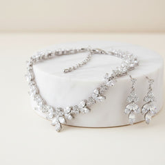 CUBIC ZIRCONIA COLLECTION - VINTAGE SPARKLE BRACELET SET - (CZBR114) SILVER