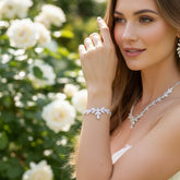 CUBIC ZIRCONIA COLLECTION - VINTAGE SPARKLE BRACELET SET - (CZBR114) SILVER