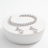CUBIC ZIRCONIA COLLECTION - CHIC CRYSTAL BRACELET SET - BR115 SILVER