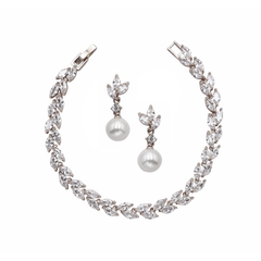 CUBIC ZIRCONIA COLLECTION - CHIC CRYSTAL BRACELET SET - BR115 SILVER