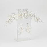 ATHENA COLLECTION - LUXE DIVINE HAIR COMB & EARRING SET - SILVER HC221