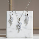 CUBIC ZIRCONIA COLLECTION - BELLA DAINTY DROP NECKLACE SET - SILVER (NK128)